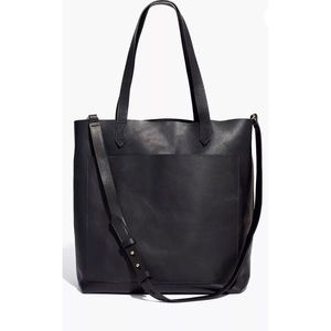 Madewell Black Leather Tote Bag